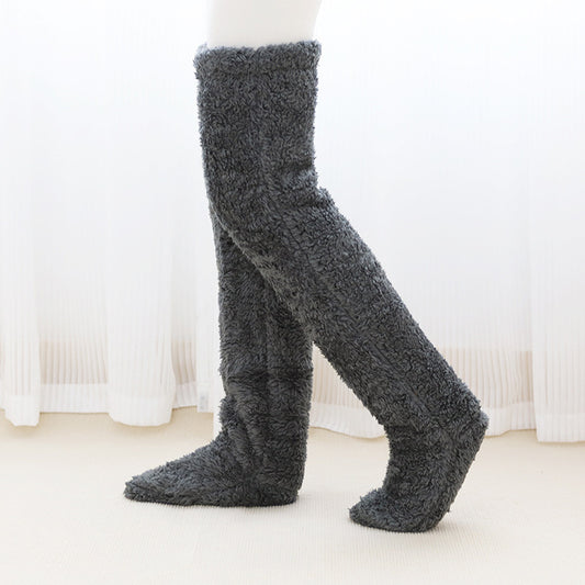 Over Knee High Fuzzy Long Socks Winter Warm Cold Leg Knee Joint Cold-proof Stockings Home Floor Sleeping Socks - MANDOTOS