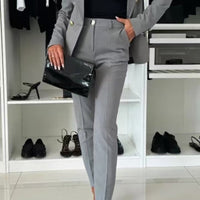 Lapel Button-Down Jacket & Slim-Fit Trousers Suit – 15 Colors XS–XXL