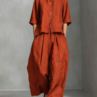 Three-Quarter Sleeve Shirt & Loose Trousers Two-Piece Set