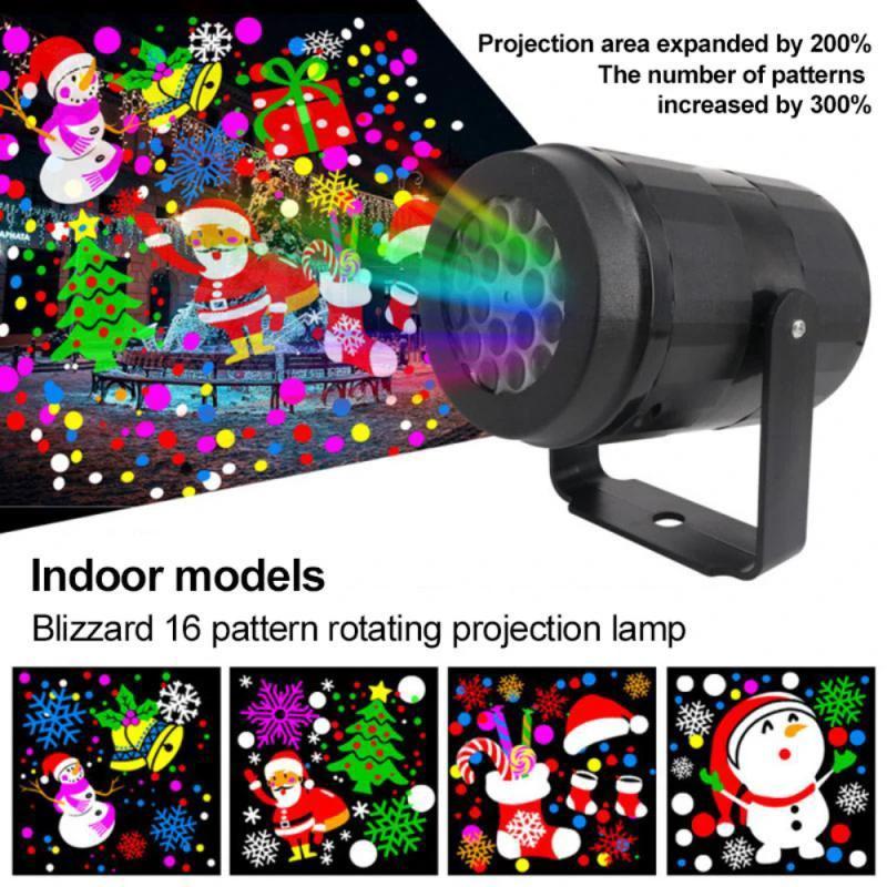Christmas Party Lights Snowflake Projector Light Led Stage Light Rotating Xmas Pattern Outdoor Holiday Lighting Garden Christmas Decor - MANDOTOS