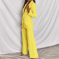 Lapel Button-Down Blazer & Straight-Leg Trousers Suit