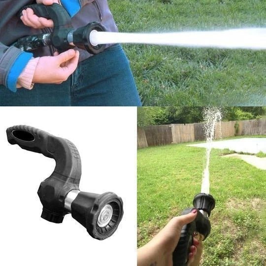 Mighty Power Hose Blaster Nozzle, black plastic spray head for lawn, garden and car washing.