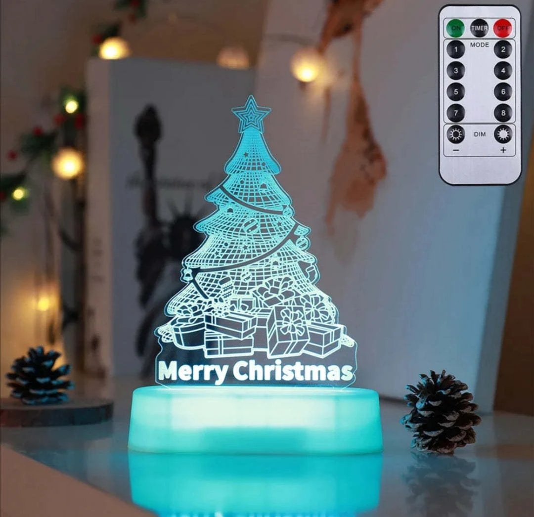 MANDOTOS Christmas 3D LED Acrylic Night Light Ornament Festive Holiday Decor Gift Idea For Kids - MANDOTOS