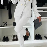 Lapel Button-Down Jacket & Slim-Fit Trousers Suit – 15 Colors XS–XXL