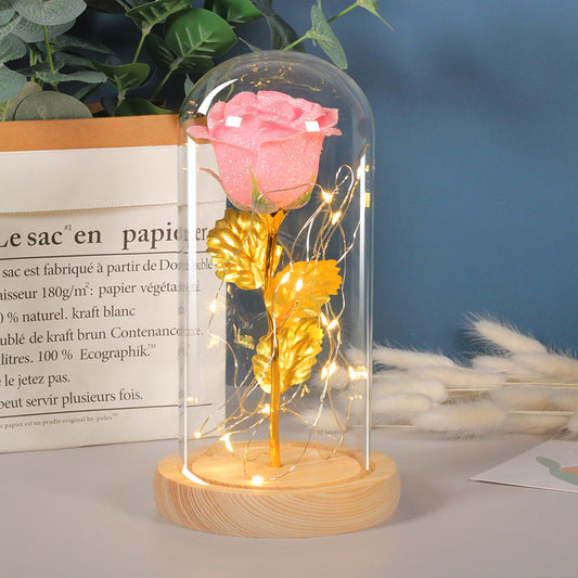Valentines Day Gift For Girlfriend Eternal Rose Flowers LED Light In Glass Cover Day Wedding Decoration Favors Mother Day Female Gift Gift - MANDOTOS