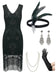 Charleston Chic 1920s Flapper Dress Set - Black XL - MANDOTOS INTERNATIONAL