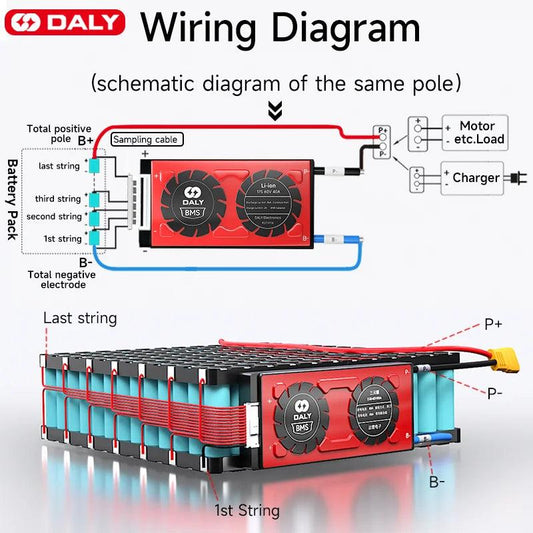 DALYBMS 20A 30A 60A For 4S12V Lifepo4 battery pack Li-ion 7S 24V 10S 36V Protect charge and discharge with passive balancer - MANDOTOS