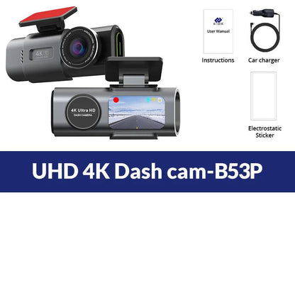Dash Cam Dual Lens 4K UHD Recording Car Camera DVR Night Vision Video Recorder Built-In Wi-Fi Support GPS 24H Parking - MANDOTOS