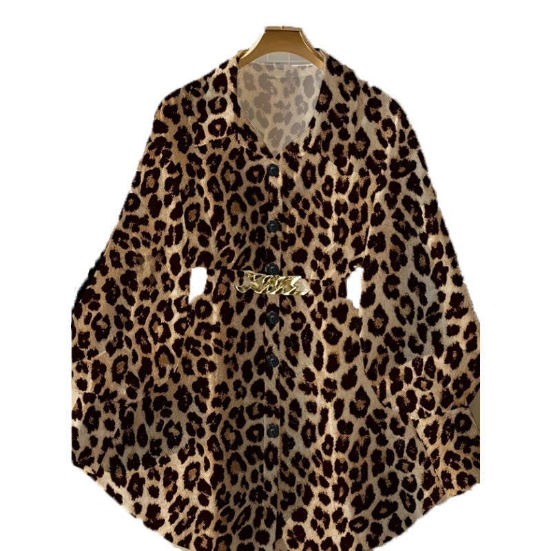 Women's Elegant Lapel Button-Down Top With Adjustable Metal Waist Belt Solid Color Loose Fit Blouse For Casual & Office Wear