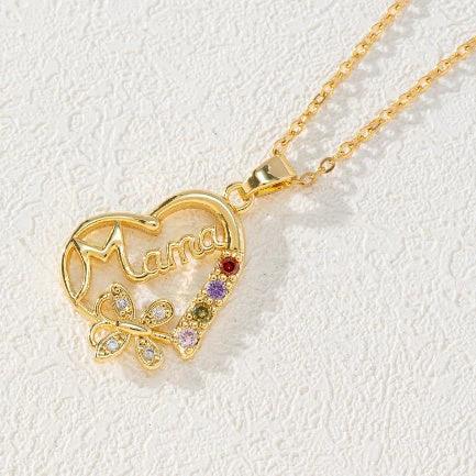 Mother's Day Gift Hollow Heart English Letter Love Mom Rhinestone Butterfly Finger Ring Jewelry Gift - MANDOTOS