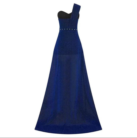 Women's Clothing One-shoulder Sleeveless Bronzing Split Dress MANDOTOS
