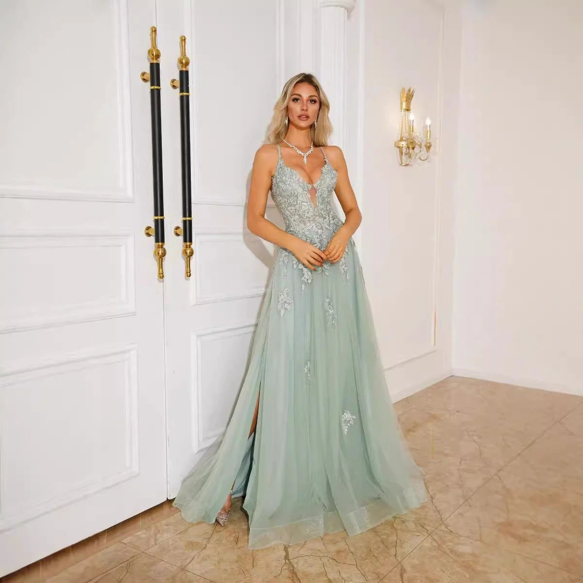 Women Evening Dresses Suspender Dance Dress Long MANDOTOS