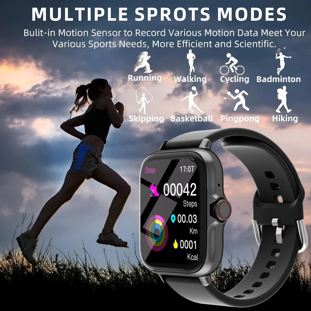 SmartTech 1.83'' Waterproof Smart Watch - Call & Message Alerts, Sleep Monitoring, Sports Pedometer for iPhone & Android - MANDOTOS