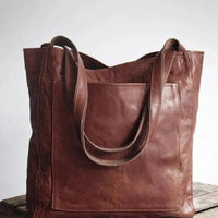 Women's Soft Leather Portable Shoulder With Pocket Vintage Bag - MANDOTOS