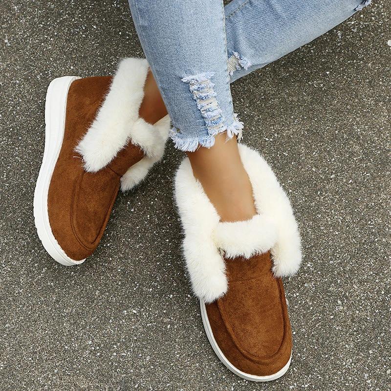 Snow Boots Warm Winter Shoes Plush Fur Ankle Boots Women - MANDOTOS