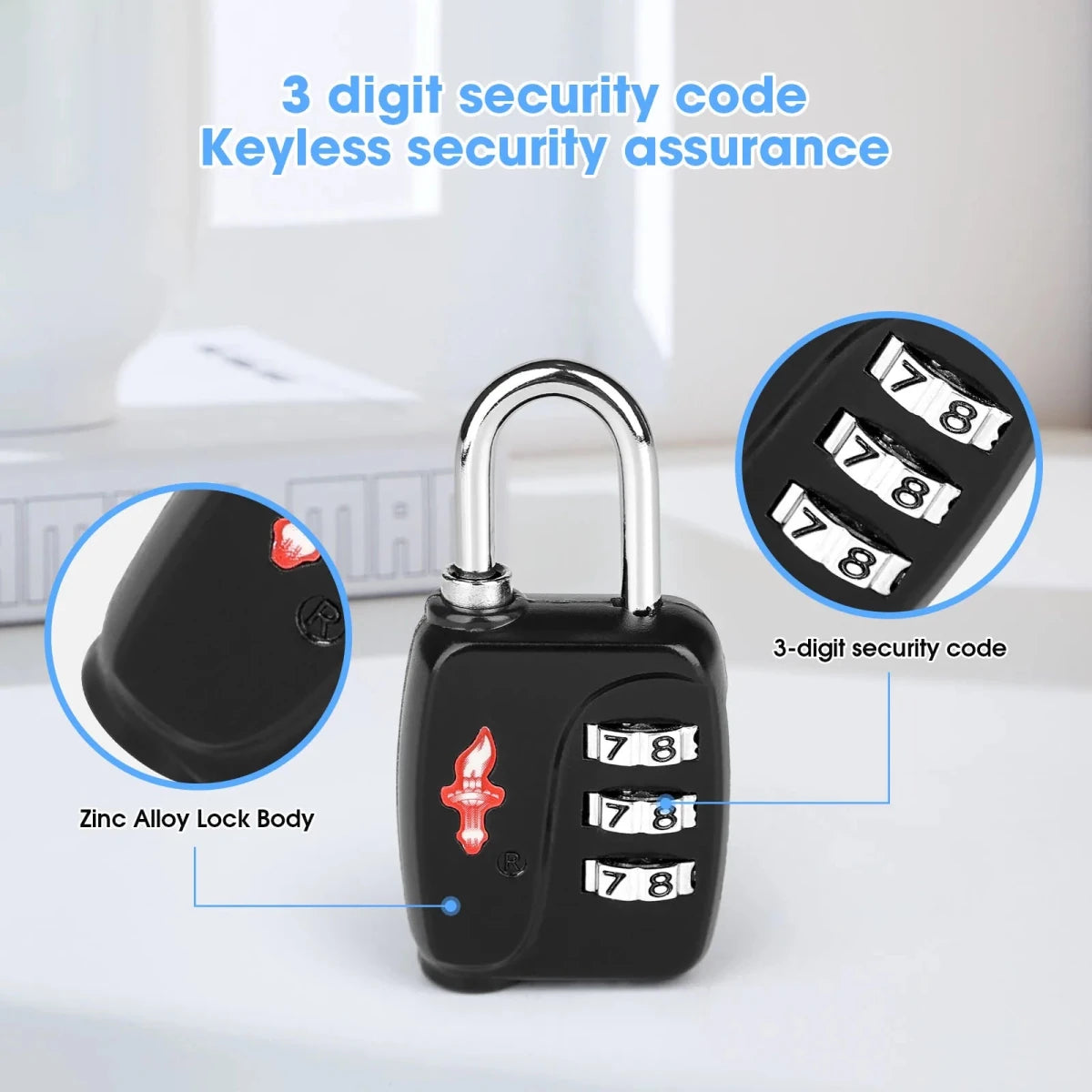 DUALVROWN Black Luggage Lock - Stylish Security for Travelers and Outdoor Enthusiasts - MANDOTOS INTERNATIONAL