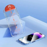 Dust-Free Oleophobic Screen Protector for iPhone 14-15, XS-XR, 16-17 - Easy Install Glass - MANDOTOS INTERNATIONAL