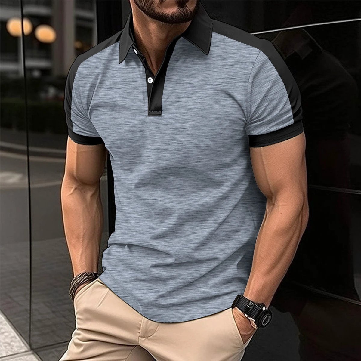 Men's Short Sleeve Business Shirt Summer Casual Polo Shirts - MANDOTOS