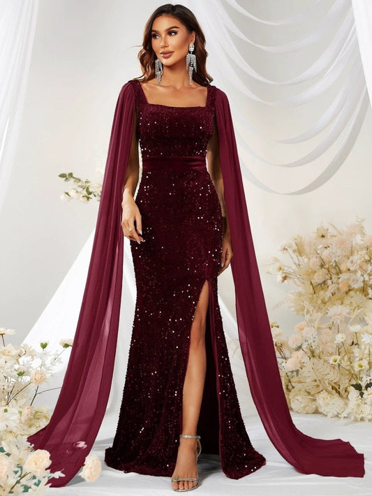 Dress Skirt Sequin Mesh Split Fishtail Dress MANDOTOS