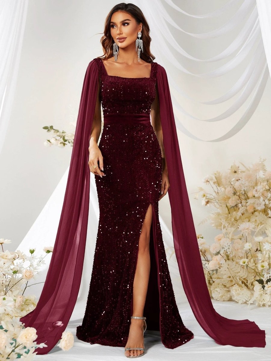 Dress Skirt Sequin Mesh Split Fishtail Dress MANDOTOS