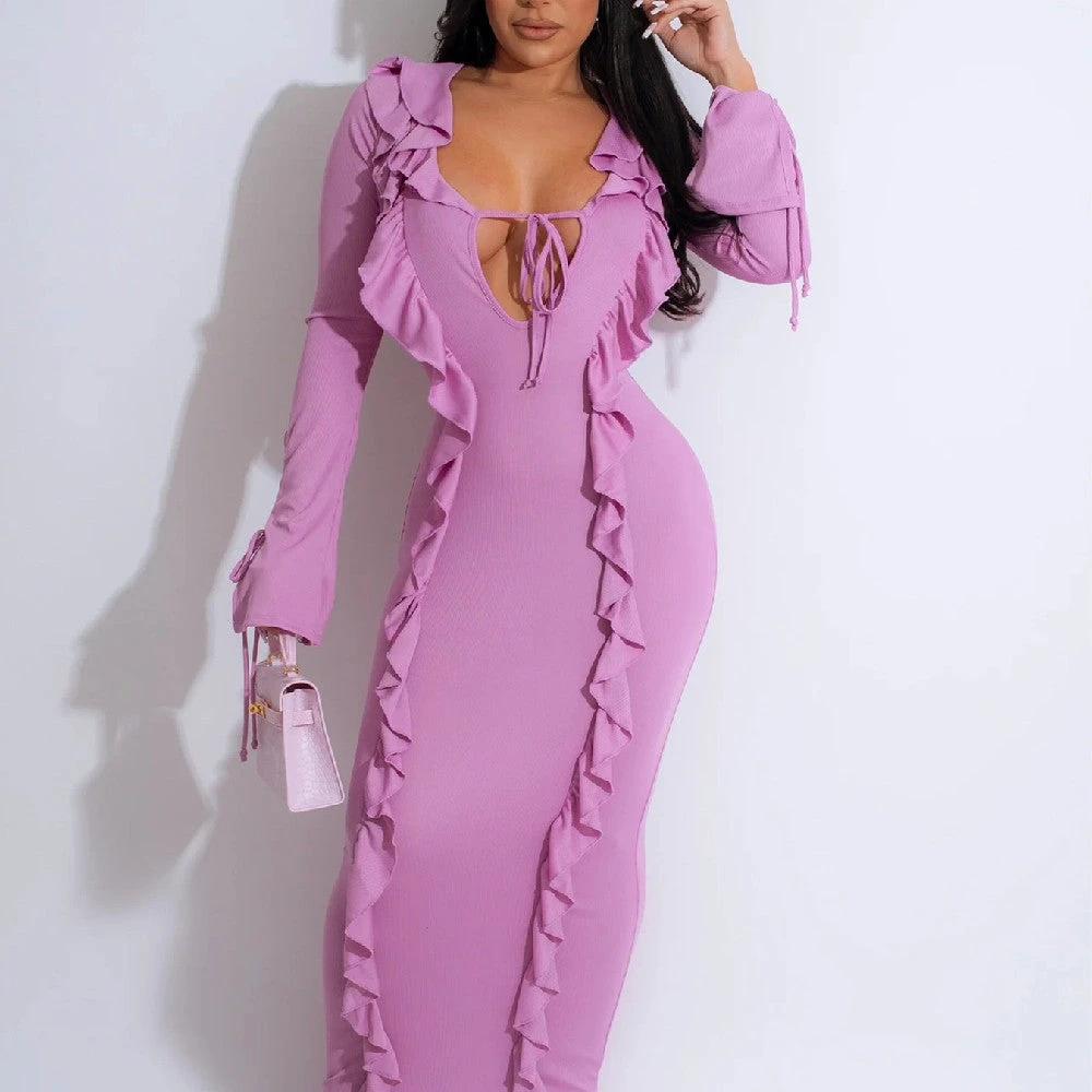 Pure Color Tied Stringy Selvedge Dress MANDOTOS