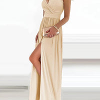 Women's One Shoulder High Split Cutout Sleeveless Elegant Sexy Cocktail Maxi Dress