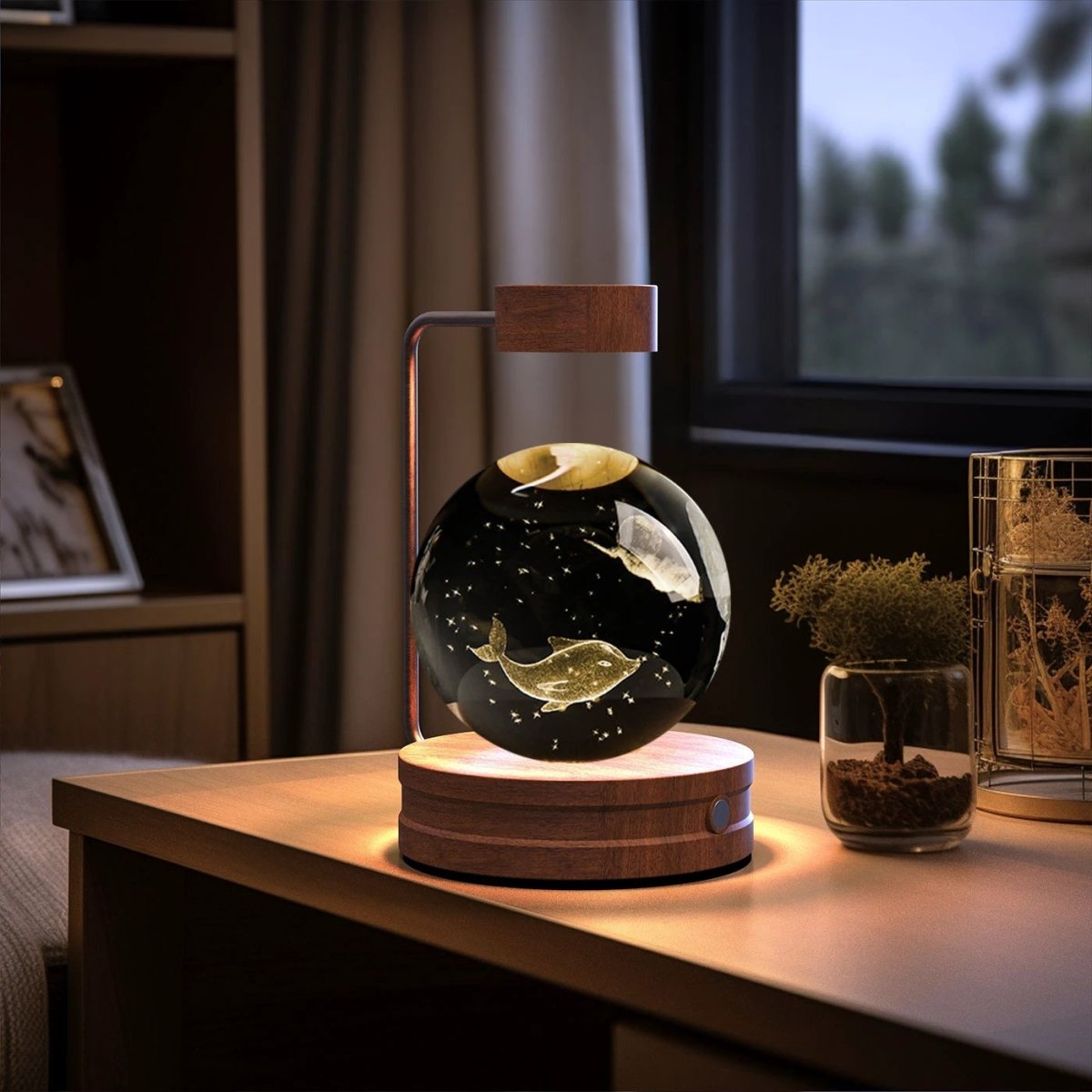 Crystal Ball Cosmic Dinosaur Indoor Night Light USB Power Warm Bedside Light Birthday Gift Night Lamp MANDOTOS