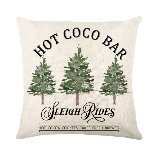 Christmas Decorations Pillow Covers Sofa Square Throw Pillow Cases Stamping Snowflake Waist Cushion Cover Home Bed Decor - MANDOTOS