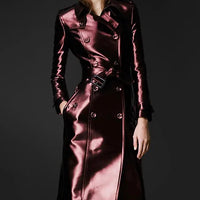 Women's Leather High Fashion Coat Slim Fit - MANDOTOS