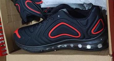 Mandotos Men Casual Air Cushion Black Shoes Outdoor Breathable Lace Up Sneakers Running Sports - MANDOTOS