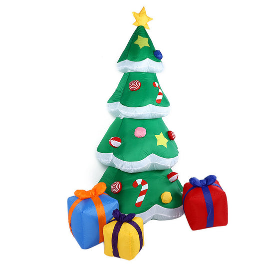 Christmas LED Lights Glowing Santa Tree Snowman Inflatable Doll Outdoor Yard Garden Decor - MANDOTOS
