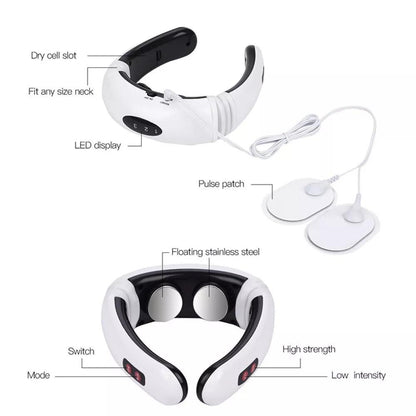 Electric Tens Unit Pulse Neck Massager Magnetic Pulse Therapy Vertebra Relax - MANDOTOS