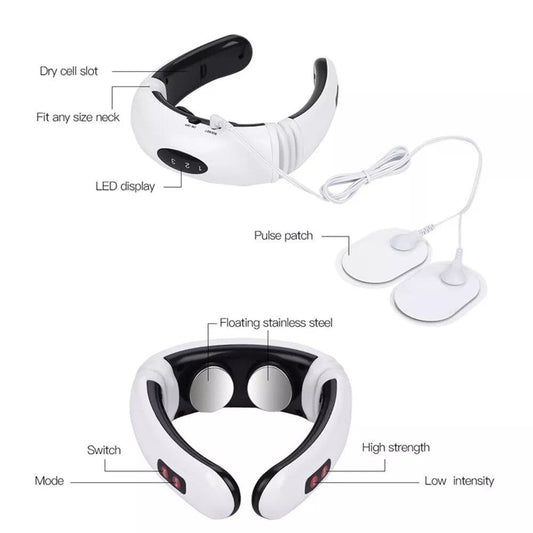 Electric Tens Unit Pulse Neck Massager Magnetic Pulse Therapy Vertebra Relax - MANDOTOS