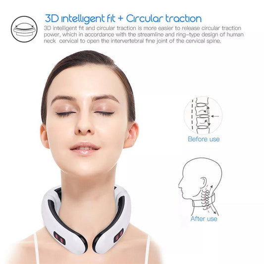 Electric Tens Unit Pulse Neck Massager Magnetic Pulse Therapy Vertebra Relax - MANDOTOS