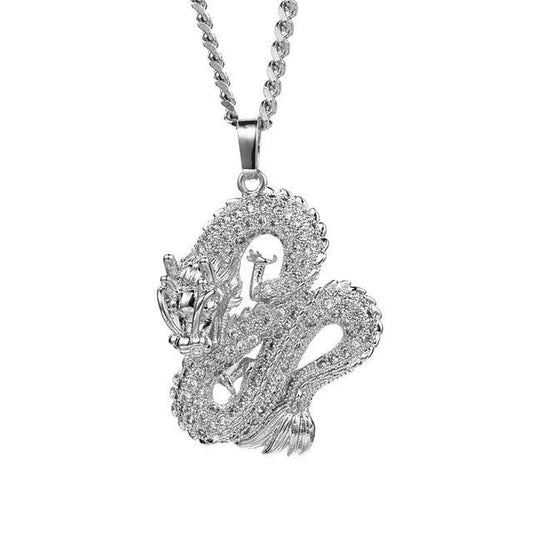 Elegant Gold Zircon Dragon Pendant - MANDOTOS