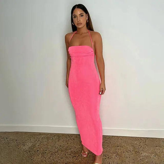 Elegant Open Back Cami Long Dress - MANDOTOS