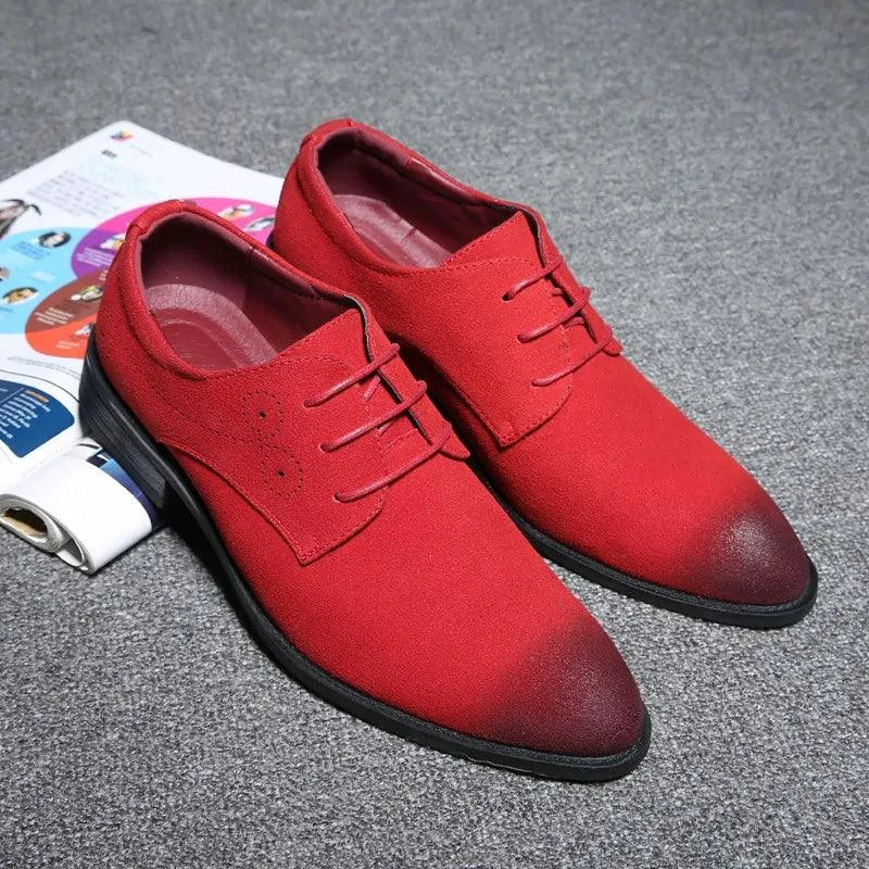 Mandotos Red Pointed Leather Shoes - MANDOTOS