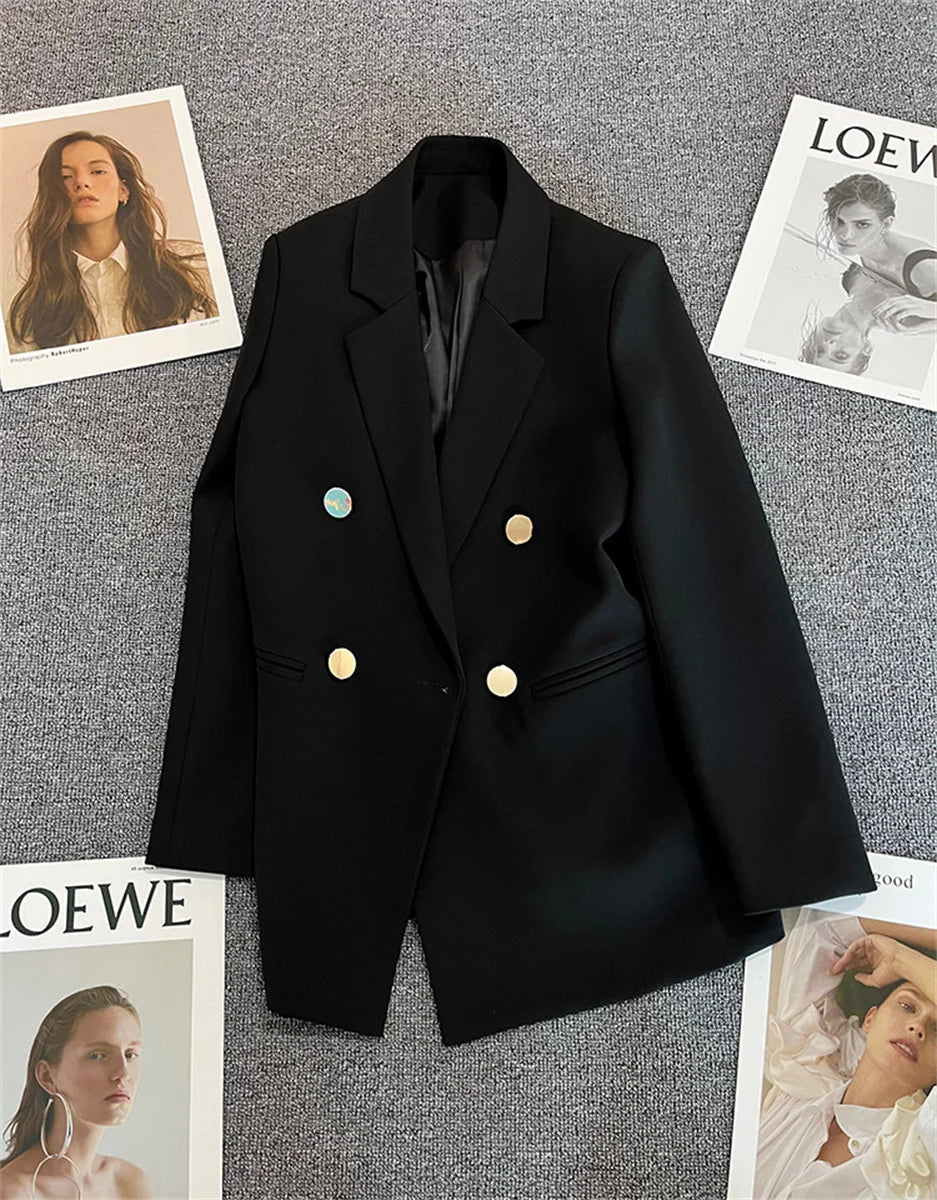 Chic Stand Collar Women's Blazer Coat, Elegant Office Outwear - MANDOTOS INTERNATIONAL