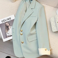 Chic Stand Collar Women's Blazer Coat, Elegant Office Outwear - MANDOTOS INTERNATIONAL
