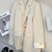 Chic Stand Collar Women's Blazer Coat, Elegant Office Outwear - MANDOTOS INTERNATIONAL