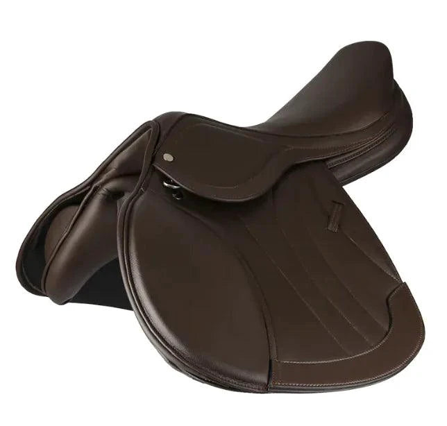 Mandotos Equestrian Elite Saddle Brown Leather English Saddle For Adults Riding Horseback - MANDOTOS