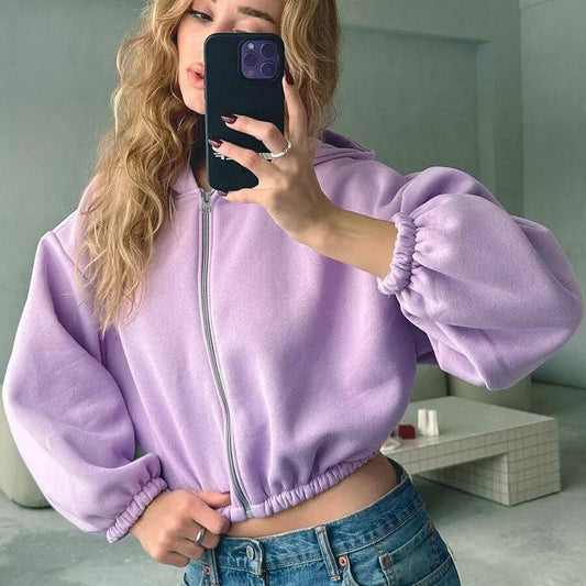 European And American Casual Women's Solid Color Hoodies - MANDOTOS