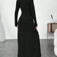 European and American Cross-Border Autumn and Winter Women's Clothing, Slim-Fitting High Collar, Fashionable Solid Color Pit Strip Brushed Long-Sleeved Dress for Women - MANDOTOS INTERNATIONAL