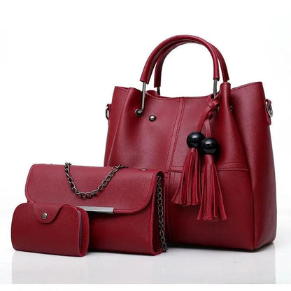 European and American fashion single shoulder Messenger bag ladies three-piece tassels mother bag - MANDOTOS