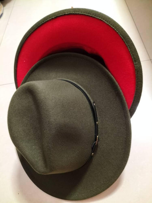 European And American Popular Woolen Top Color Matching Flat Brim Fedora Jazz Hat - MANDOTOS