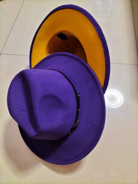 European And American Popular Woolen Top Color Matching Flat Brim Fedora Jazz Hat - MANDOTOS