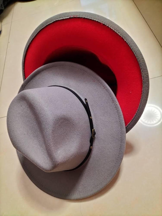 European And American Popular Woolen Top Color Matching Flat Brim Fedora Jazz Hat - MANDOTOS