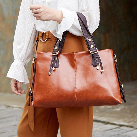 Women's Large Capacity Soft Leather Shoulder Messenger Handbag - MANDOTOS INTERNATIONAL0