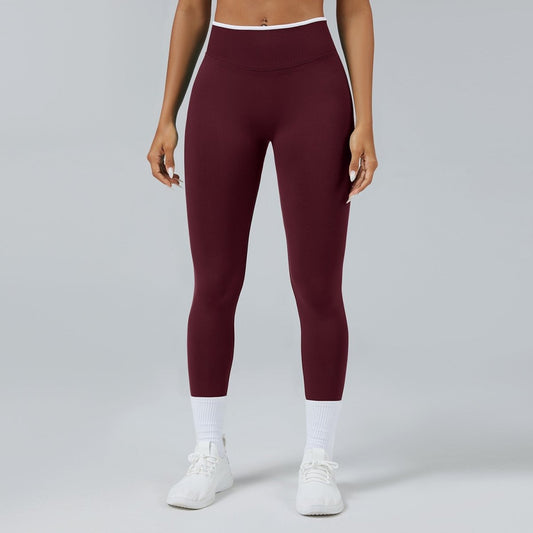 Ancient Energy burgundy seamless knitted high-waist quick-drying sports yoga pants