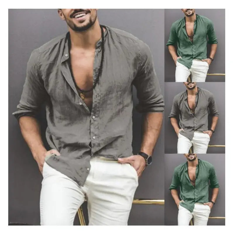 Classic Buttoned Collar Men's Shirt